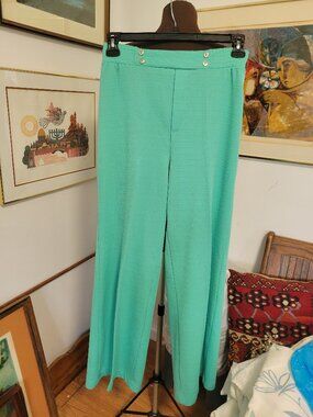 Vintage Rare Seafoam Green Wide Leg 70's Polyester pants